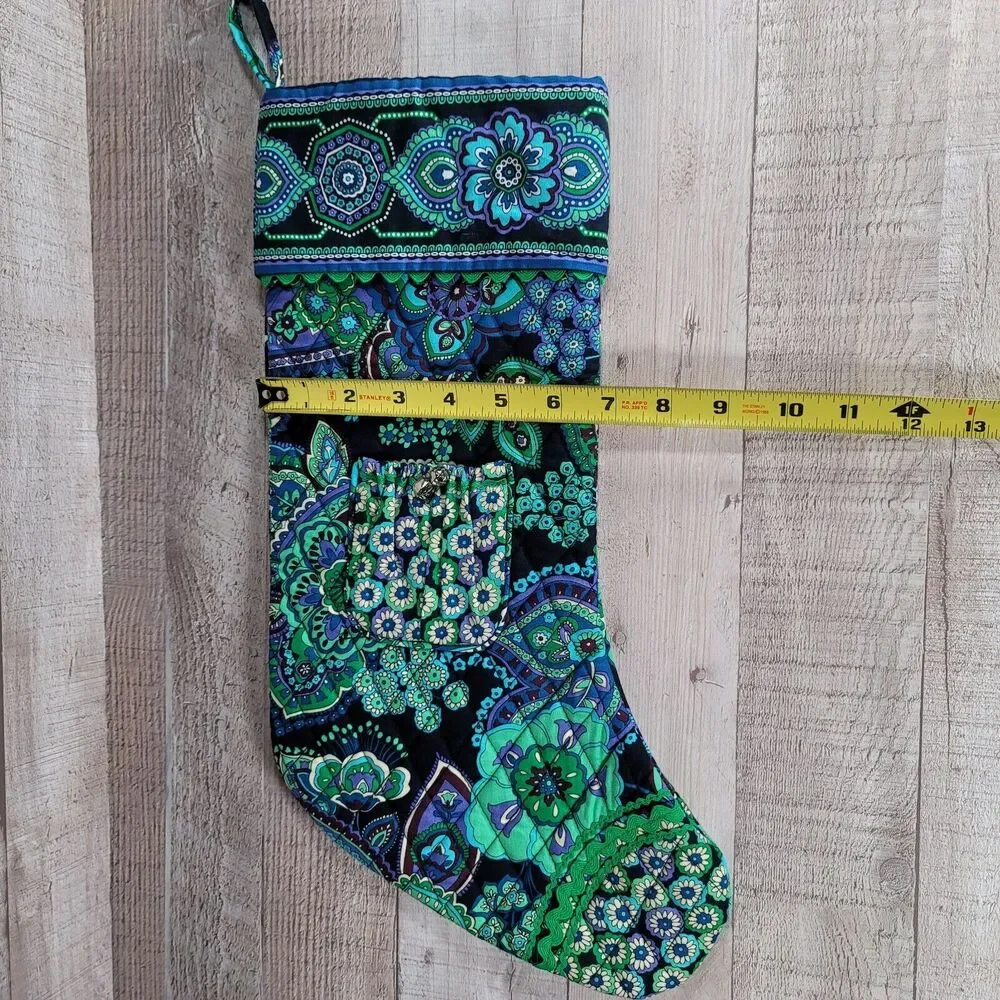 Vera Bradley Christmas Stocking Holiday BLUE RHAPSODY Paisley Mandala Pocket